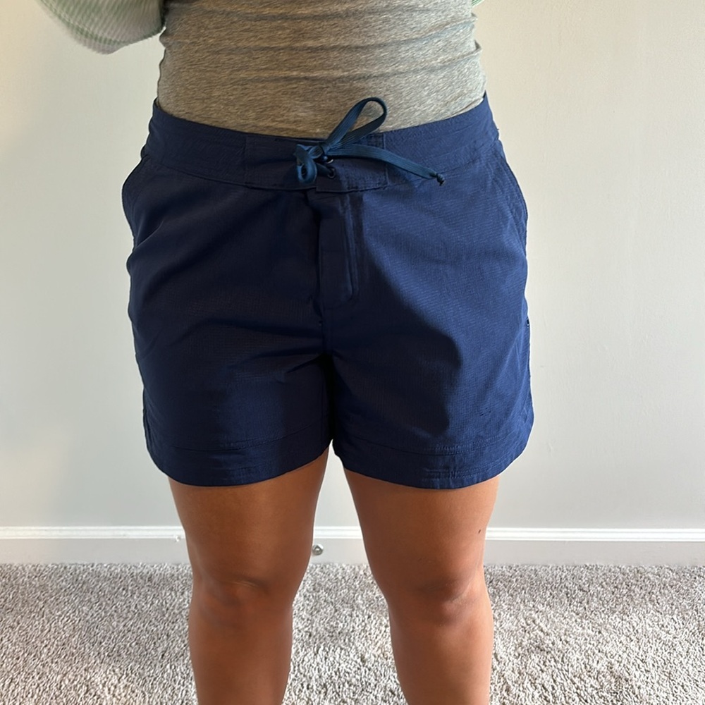 prAna LG blue shorts, like new. One Velcro close & string tie close